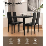 Artiss Dining Chairs and Table Dining Set 4 Chair Set Of 5 Black DINING-B-M-T105-BK-AB