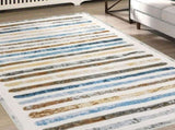 Marlow Floor Rug Short Pile Washable Carpet Soft Plush Non Slip Stripe 200x230 FR2039-200X230