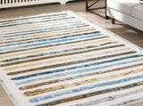 Marlow Floor Rug Short Pile Washable Carpet Soft Plush Non Slip Stripe 200x290 FR2039-200X290_NZ