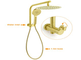 Brushed Gold 2in1 Round Large 12" Rain Shower Head 3 Mode Handheld Wall Arm Bath Mixer V1233-A703GHR002M4CGKSR112GKCR201BG