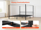 Full Size Canopy Bed Frame, Metal Canopy Bed with Four Posters Design, Heavy Duty Steel Slats V952-HGCJSFGFULLHSXSHO001V0