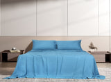 Dreamz 4pcs Double Size 100% Bamboo Bed Sheet Set in Blue Colour BED1016-D-BL