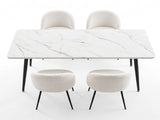 1 Artiss Dining Table and 4 Chairs Set White Marble Style DSET-MAR150-KJC150-WHX4