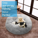 XXL-80cm light-grey PawfectFriend Dog Pet Cat Calming Bed Plush Beds Large Fluffy Donut Comfy V571-740111699044