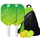Green Gradient Pickleball Paddle Set - Fiberglass Paddles with PP Honeycomb Core, 2 Paddles 4 Balls V888-ELOSUNG47271