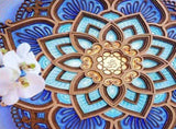 USB-Powered Mandala Atmosphere LED Night Light, Wood Carving Lotus Lamp for Stunning, Wooden Wall V1366-AZ2-W-05407