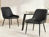 Artiss 2x Dining Chairs Retro PU Leather Kitchen Lounge Cafe Accent Chair Black DINC-B-B02-BKX2