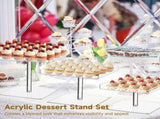 3PCS Acrylic Cupcake Stand Set, Clear Tiered Dessert Display Risers with Non-Slip Pads & Guard Edge, V1192-AZ-W-18242