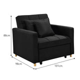 Suri 3-in-1 Convertible Lounge Chair Bed by Sarantino - Black SOFA-YGG-7001-LNN-BLK