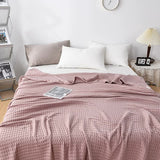 Cotton Waffle Blanket - Air Conditioning Blanket/Throw/Summer Quilt, 200*230cm,Bean Paste Color V888-ELOSUNG15980