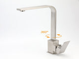 WELS Square Kitchen Sink Laundry Mixer 360 Swivel Faucet Tap Set Brushed Nickel V1233-KSQ501N