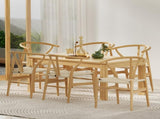 1 Set of 6 Artiss Dining Chairs Wooden Rattan Seat Wishbone Back MO-DIN-B-01-RAT-WDX6