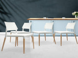 Artiss Dining Chairs Set of 4 Plastic Wooden Stackable White BA-TW-M2503-086-WHX4