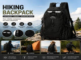 Black Outdoor Hiking Backpack - Lightweight Nylon Travel Daypack with Multi Pocket Storage, Water V888-ELOSUNG54678