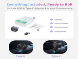 2 in 1 Wireless CarPlay and Android Auto Adapter Plug and Play Carplay Adapter V1391-WCPAUAV1