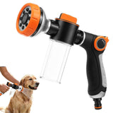 Dog Washing Hose Attachment 8 Pattern Dog Bath Sprayer Easy Control Hose Nozzle with Soap Dispenser V1366-AZ2-W-15120