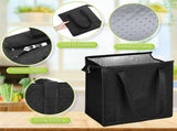 2Pcs Insulated Grocery Bags 13 x 12 x 7.1 inch Large Reusable Insulated Cooler Bags with Zipper Top V1192-AZ-W-17337