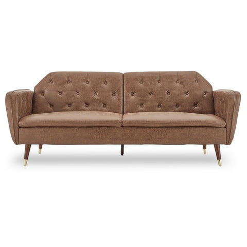 Sarantino Faux Velvet Tufted Sofa Bed Couch Futon - Brown SOFA-M2540-SUE-BRN