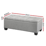 Artiss Storage Ottoman Blanket Box 97cm Button Linen Grey OTM-BT-LINEN-LI-GY