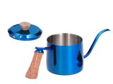 600ml Stainless Steel Manual Coffee Pot Long Narrow Spout Pour Over Kettle with Wooden HandleBlue V1294-YM0710-3118210281012