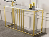 Narrow Console Sofa Entry Table Behind Couch Table Sintered Stone Golden Frame V767-JJ-XZ191-PR-WT-V1