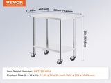 Stainless Steel Work Table 30 x 18 x 38 Inch, with 4 Wheels, 3 Adjustable Height Levels, Heavy Duty V952-CFBXGGZTLCDJB9CR8V0