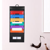 Portable Black Accordion File Organizer with 6 Pockets, Wall-Mount Hanging Folder for Office V1192-AZ-W-27194