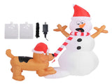 3.6ft Inflatable Snowman with Bite Dog White LED Lights Garden Yard Decorations IP44 Water Resistant V1294-YM0901-3115240075411