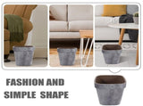 Lidless Light Grey Plastic Farmhouse Garbage Can with Rustic Wood Grain Design for Home V1370-AZ4-20058