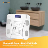 Bluetooth Smart Body Fat Scale White - Digital BMI Weight USB Recharge with App V238-SUPDZ-41075111297104