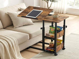 Artiss 3 Tier Adjustable Laptop Desk Tiltable Mobile Side Table Wheels LA-DESK-C-60-2T-WA