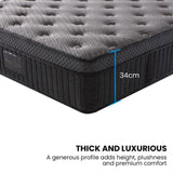 KINGSTON SLUMBER Premium Luxury 34cm King Mattress , Medium-Firm, Natural Latex Layer, Euro Top, V219-BEDMATKSLX5A