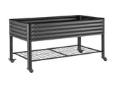 Green Fingers Mobile Raised Garden Bed With Wheels Storage Shelf 81cm Height for Vegetables Herb GARDEN-AG-PLAT-BK
