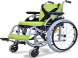 EQUIPMED Kids Premium Paediatric Wheelchair, Lightweight Aluminium, 22" Wheels, 75kg Rated, Green V219-HWCSTNEQK5GA