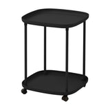 2 Tier Side Table With Wheels Rolling End Side Table Small With Storage Shelves Industrial Night V1370-AZ4-12236