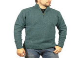 100% SHETLAND RAGG WOOL Half Zip Up Knit JUMPER Pullover Mens Sweater Knitted - Sherwood - XXL V563-SW-HZ-SHWD32-XXL