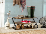 Matte Black Frame Rustic Wood 3-Tier Medium Shoe Rack Shelf Stand Storage Organizer V278-SHOE-RACK-3-TIER
