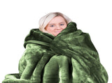 Laura Hill 600-GSM Mink Blanket Queen Size Double-Sided Soft Plush Bed Faux Throw Rug Wine Gree MINK-GN