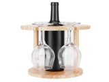 Wooden Wine Rack Glass Cup Holder Organizer Tabletop Display for 6 Glass and 1 Wine Bottle V1294-YM0718-3118200238111