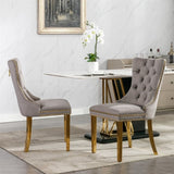 AADEN 4x Velvet Dining Chairs with Golden Metal Legs-Grey V226-SW1501GY-2