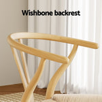 1 Set of 2 Artiss Dining Chairs Wooden Rattan Seat Wishbone Back MO-DIN-B-01-RAT-WDX2