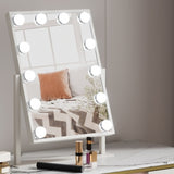 Embellir Makeup Mirror 30x41cm Hollywood Vanity with LED Light Rotation Tabletop MM-E-STAND-3040-FRAME-WH