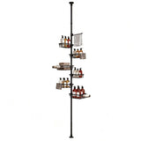 Artiss Tension Pole Shower Caddy Steel Corner Bathroom Shelf Black BSR-B-6T-CN-BK
