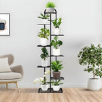 SOGA 8 Tier 9 Pots Black Metal Plant Stand Flowerpot Display Shelf Rack Indoor Home Office Decor FPOTH06