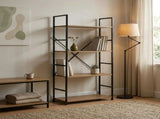 CARLA HOME 4 Tier Bookshelf - Industrial Display Shelf - Brown - Rustic - Steel - Living Room Office V178-36413