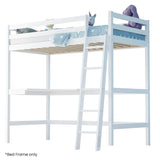 KINGSTON SLUMBER Wooden Kids Single Loft Bed Frame with Desk - White V219-BEDSBBKSL2WA