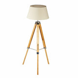 LARGE TRIPOD FLOOR LAMP Linen Shade Modern Light Bamboo Vintage Wooden Retro V563-BR-75005