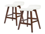 2X Wooden Bar Stool Dining Chair Leather SOPHIA 65cm WHITE BROWN V274-FT-WBSPU-75WH2-BNP