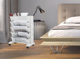 Multi Tier White Book Rack Rolling Storage Shelf for Home Use V1369-AZ3-W-20613