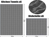 Homaxy Microfiber Kitchen Towels and Dishcloths Set, 12 Pack Soft and Absorbent Dish Hand Towels V1258-DP02-F-145